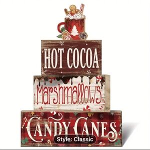 Festive Holiday Sign Set - Red and Brown